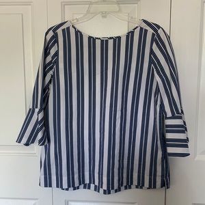 Ann Taylor Blouse - Size M - White/Blue